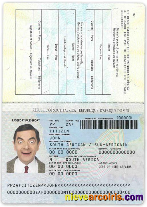 South Africa passport 1996-2009